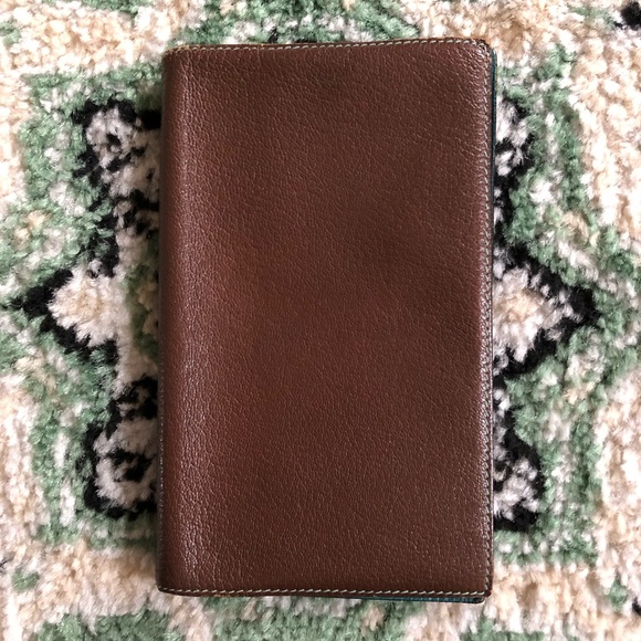 Hermès AUTHENTIC Vision Simple Leather Agenda Notebook Cover Dark Brown Blue - Picture 2 of 16